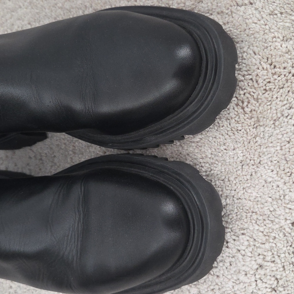 Allsaints Black Leather Chunky Boots HALLIE - Picture 5 of 11